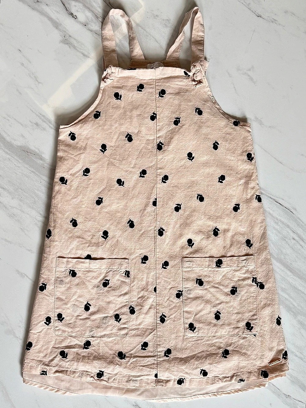 Tahari Girls Floral Overall Dress Beige Size 10